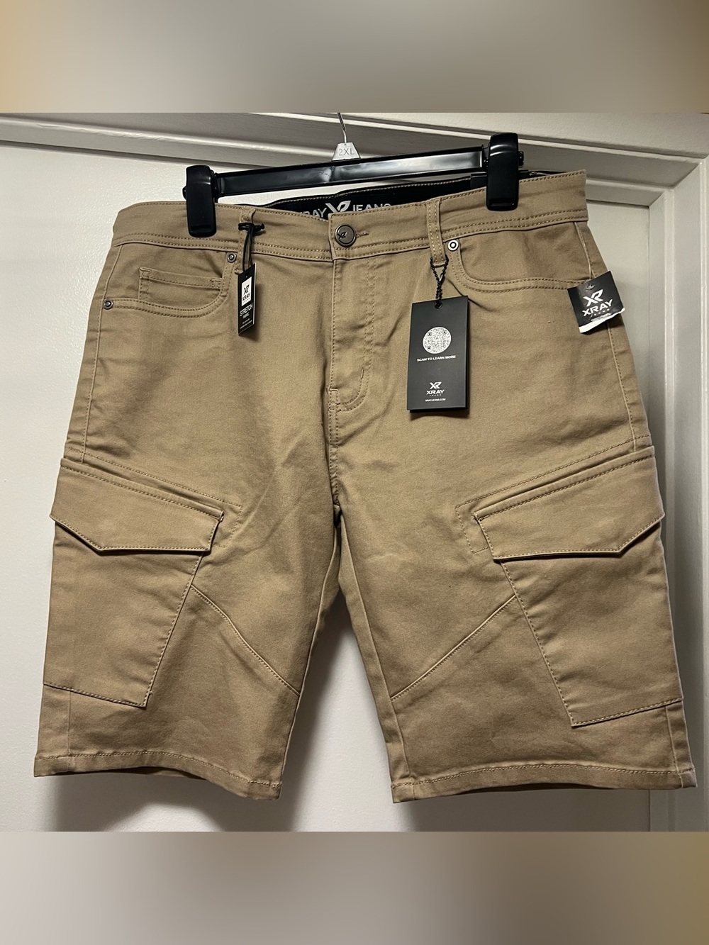 X RAY Men’s Slim Commuter Cargo Shorts. Stretch Fabric. Stone. Sz: 34  NWT
